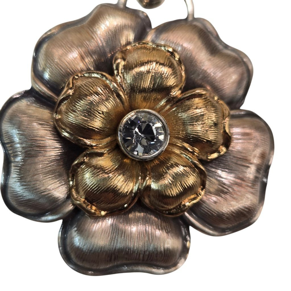 Brighton Key Chain Botanical Flower Key Fob Keychain Silvertone Goldtone Floral - Picture 7 of 7
